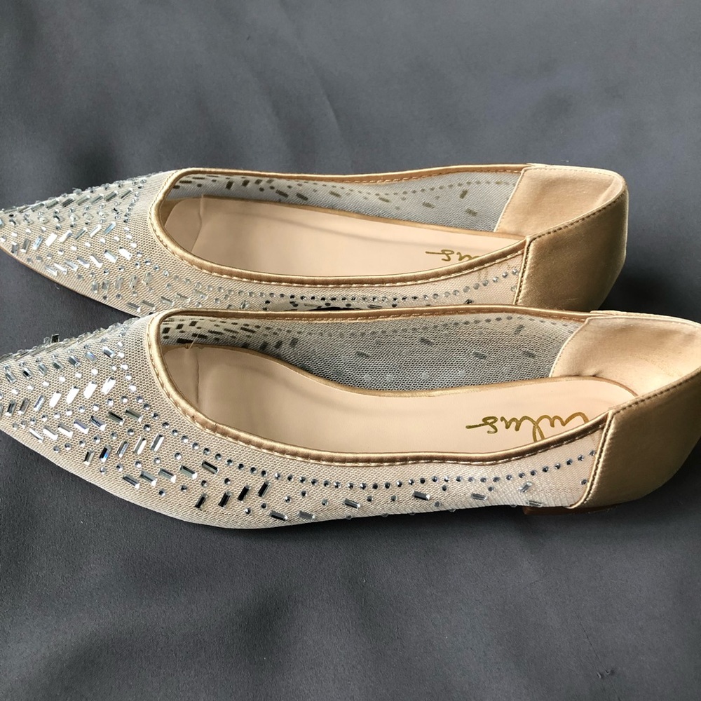 Lulu's Champagne Rhinestone Silver Flats - Picture 4 of 9
